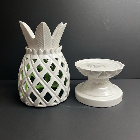 RARE 2011 BBW White Ceramic Pineapple 3 wick candle Luminary *NO BOX* - Picture 6 of 11